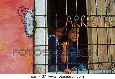 Children Behind Window Grill Ecuador View Large Photo Image Stock Photo - Children Behind Window Grill Ecuador. Fotosearch