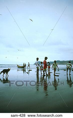 Children Playing on Beach Musnie Ecuador View Large Photo Image Stock Photo - Children Playing on Beach Musnie Ecuador. Fotosearch