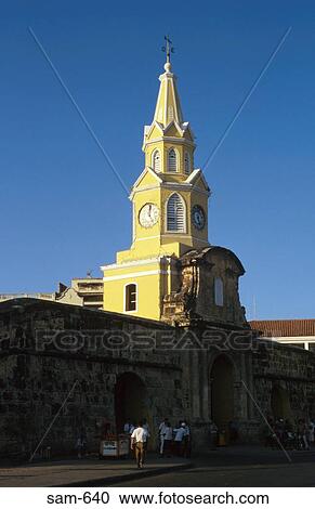Church Tower and Town Wall Catagena Colombia View Large Photo Image Stock Image - Church Tower and Town Wall Catagena Colombia. Fotosearch