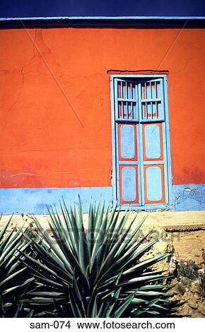 Colourful Painted Facade and Cactus Coro Venezuela View Large Photo Image Picture - Colourful Painted Facade and Cactus Coro Venezuela. Fotosearch