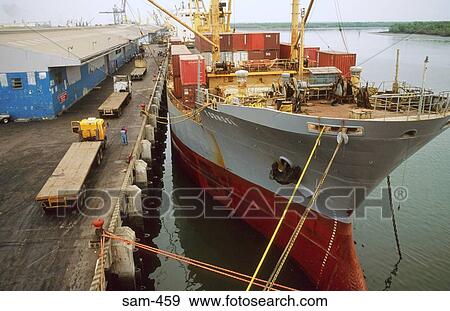 Container Ship being Loaded Guayaquil Ecuador View Large Photo Image Stock Photo - Container Ship being Loaded Guayaquil Ecuador. Fotosearch