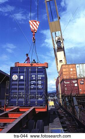 Containers being Loaded onto a Lorry at Quayside View Large Photo Image Picture - Containers being Loaded onto a Lorry at Quayside. Fotosearch