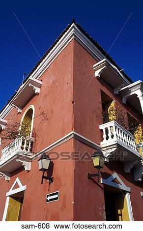 Corner of Colonial Town House Catagena Colombia View Large Photo Image Stock Photo - Corner of Colonial Town House Catagena Colombia. Fotosearch