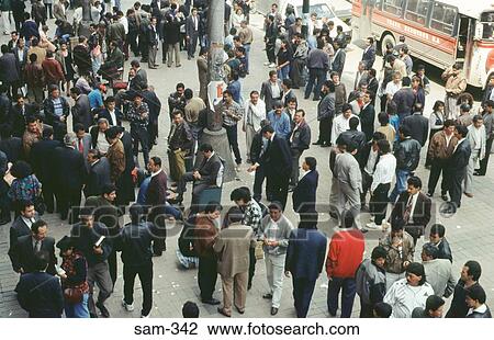 Stock Image - Crowds of People at Emerald Street Market Colombia. Fotosearch