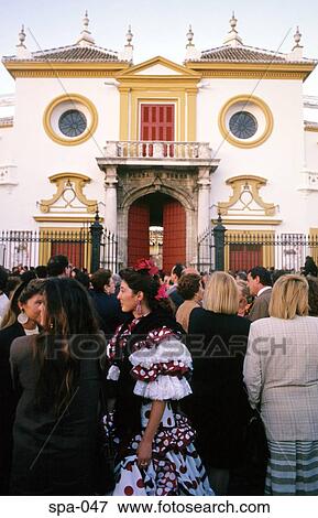 Crowds outside Bull Ring Seville Spain View Large Photo Image Stock Photo - Crowds outside Bull Ring Seville Spain. Fotosearch