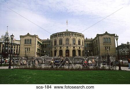 Picture - Curved Facade of Parliament Building Oslo Norway. Fotosearch
