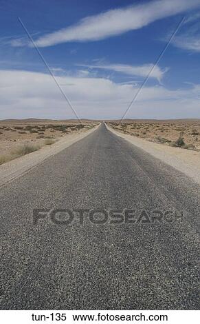 Stock Photography - Desert Road to Douz Tunisia. Fotosearch
