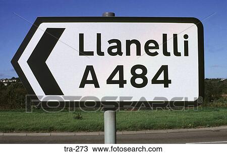 Stock Image - Destination Road Sign Wales UK. Fotosearch