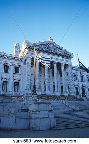 Facade of Uruguayan Parliament Building View Large Photo Image Stock Photo - Facade of Uruguayan Parliament Building. Fotosearch