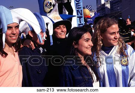 Female Football Fans in Blue and White Buenos Aires View Large Photo Image Stock Image - Female Football Fans in Blue and White Buenos Aires. Fotosearch