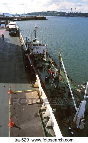 Stock Photo - Ferry Being Loaded Milford Haven Wales UK. Fotosearch