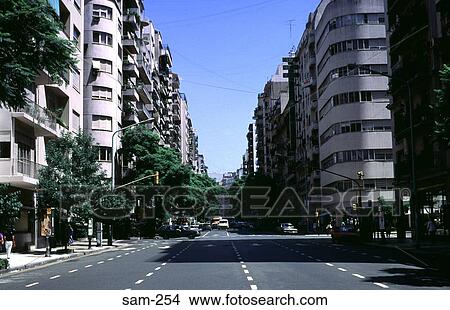Picture - Flats and Road of Avenue Chacabuco Cordoba Argentina. Fotosearch