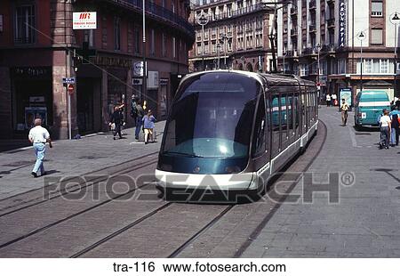 Stock Photograph - Futuristic Tram Strasbourg France. Fotosearch