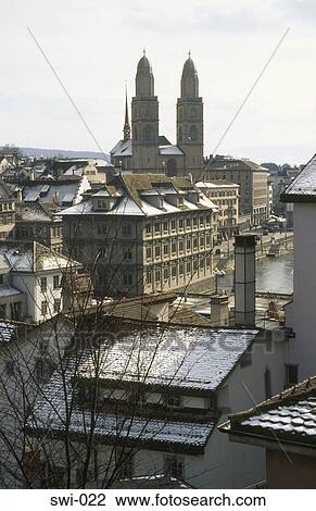 Grossmunster Church and Zurich Skyline Switzerland View Large Photo Image Stock Image - Grossmunster Church and Zurich Skyline Switzerland. Fotosearch