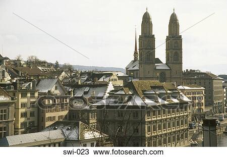 Grossmunster Church and Zurich Skyline Switzerland View Large Photo Image Stock Image - Grossmunster Church and Zurich Skyline Switzerland. Fotosearch