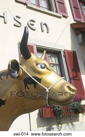 Head of Cow Statue Lenzburg Switzerland View Large Photo Image Picture - Head of Cow Statue Lenzburg Switzerland. Fotosearch