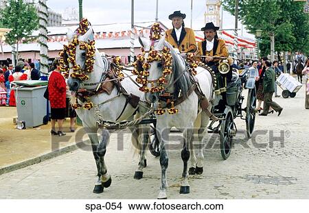 Horse and Carriage at April Fair Seville Spain View Large Photo Image Picture - Horse and Carriage at April Fair Seville Spain. Fotosearch