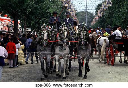 Horse Drawn Vehicle at an April Fair Spain View Large Photo Image Stock Photograph - Horse Drawn Vehicle at an April Fair Spain. Fotosearch