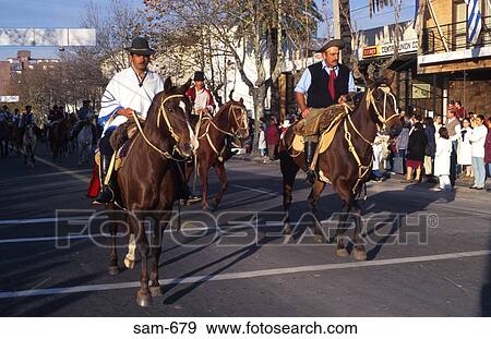 Stock Photo - Horseman on Parade Colonia Uruguay. Fotosearch