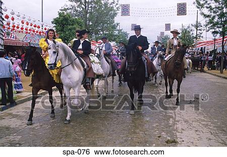 Horsemen at April Fair Seville Spain View Large Photo Image Stock Photograph - Horsemen at April Fair Seville Spain. Fotosearch