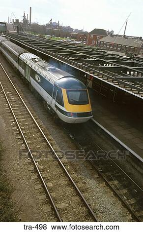 Stock Photo - Intercity Express Train Pulling into Station UK. Fotosearch