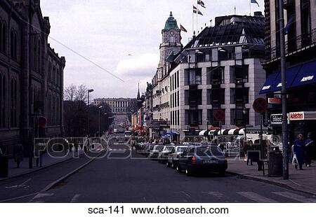 Johann's Gate Street Oslo Norway View Large Photo Image Stock Image - Johann's Gate Street Oslo Norway. Fotosearch