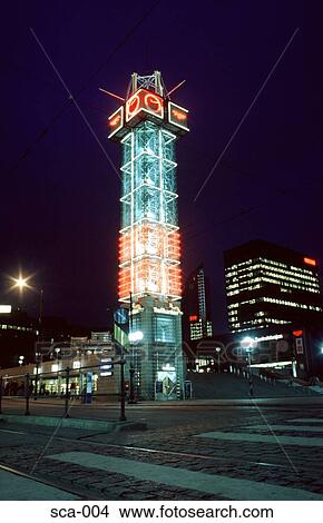 Lit Metro Tower at Night Oslo Norway View Large Photo Image Picture - Lit Metro Tower at Night Oslo Norway. Fotosearch