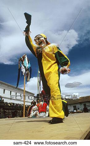 Picture - Man in Clowns Outfit at Festival Quito Ecuador. Fotosearch