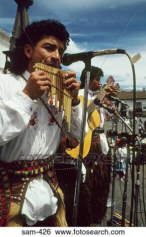 Man Playing Pan Pipes at Festival Quito Ecuador View Large Photo Image Stock Photograph - Man Playing Pan Pipes at Festival Quito Ecuador. Fotosearch