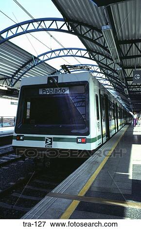 Metro Train at Station Colombia View Large Photo Image Stock Photo - Metro Train at Station Colombia. Fotosearch