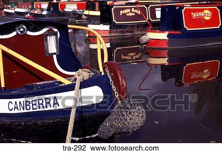 Moored Narrowboats on a UK Canal View Large Photo Image Stock Image - Moored Narrowboats on a UK Canal. Fotosearch