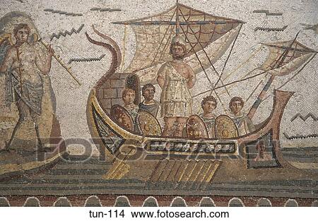 Mosaic of Ulysses Bardo Museum Tunis Tunisia View Large Photo Image Picture - Mosaic of Ulysses Bardo Museum Tunis Tunisia. Fotosearch