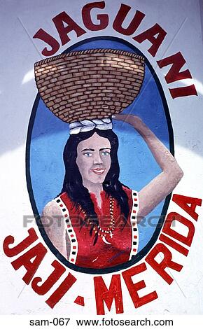Mural of Indian Woman with a Basket Venezuela View Large Photo Image Stock Photo - Mural of Indian Woman with a Basket Venezuela. Fotosearch