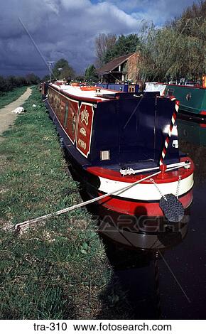 Narrowboat Moored By Towpath Oxford Canal UK View Large Photo Image Stock Image - Narrowboat Moored By Towpath Oxford Canal UK. Fotosearch