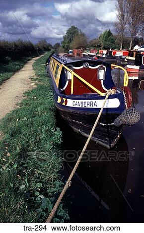 Narrowboats Moored By Towpath UK View Large Photo Image Picture - Narrowboats Moored By Towpath UK. Fotosearch