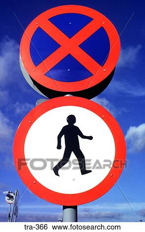 No Stopping Sign and Pedestrian Warning Sign View Large Photo Image Stock Photograph - No Stopping Sign and Pedestrian Warning Sign. Fotosearch