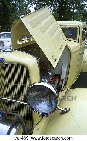 Stock Photo - Old Ford with Open Engine Compartment. Fotosearch