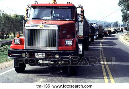 Stock Photograph - Parked Transport Lorries South America. Fotosearch