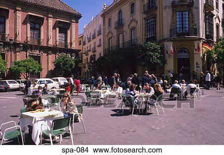 Pavement Cafe Seville Spain View Large Photo Image Picture - Pavement Cafe Seville Spain. Fotosearch