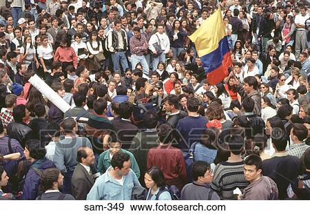 People in Demonstration Plaza de Bolivar Colombia View Large Photo Image Stock Photo - People in Demonstration Plaza de Bolivar Colombia. Fotosearch