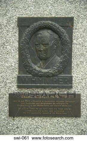 Plaque of Edward Whymper Zermatt Switzerland View Large Photo Image Stock Image - Plaque of Edward Whymper Zermatt Switzerland. Fotosearch