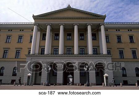 Portico of Royal Palace Oslo Norway View Large Photo Image Stock Photo - Portico of Royal Palace Oslo Norway. Fotosearch