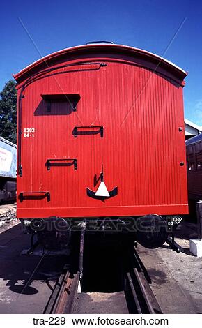 Rear of Old Red Australian Railway Carriage View Large Photo Image Stock Photo - Rear of Old Red Australian Railway Carriage. Fotosearch