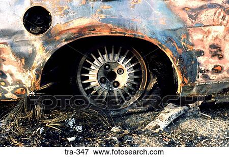 Stock Photo - Rear Wheel of Scrapped Car. Fotosearch