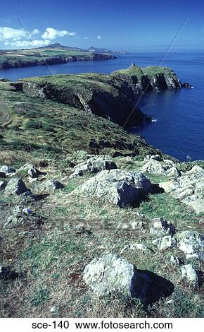 Stock Image - Rocky Welsh Coast Three Cliffs Gower UK. Fotosearch