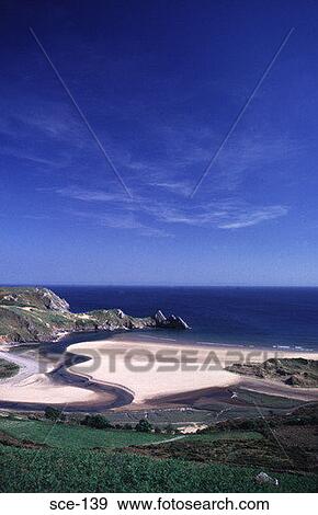 Rocky Welsh Coast Three Cliffs Gower UK View Large Photo Image Stock Photo - Rocky Welsh Coast Three Cliffs Gower UK. Fotosearch