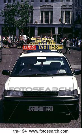 Row Parked Taxis Ireland View Large Photo Image Picture - Row Parked Taxis Ireland. Fotosearch