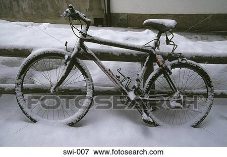 Snow Covered Bicycle Switzerland View Large Photo Image Stock Photo - Snow Covered Bicycle Switzerland. Fotosearch