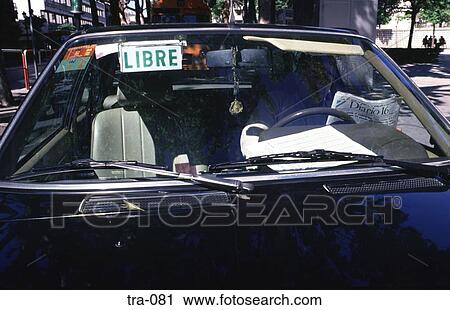 Stock Image - Spanish Taxi and Driver. Fotosearch