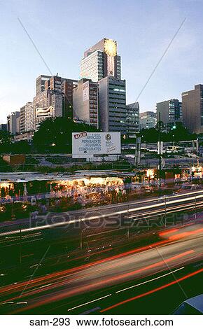 Streaks of Light From Traffic at Dusk Venezuela View Large Photo Image Stock Image - Streaks of Light From Traffic at Dusk Venezuela. Fotosearch